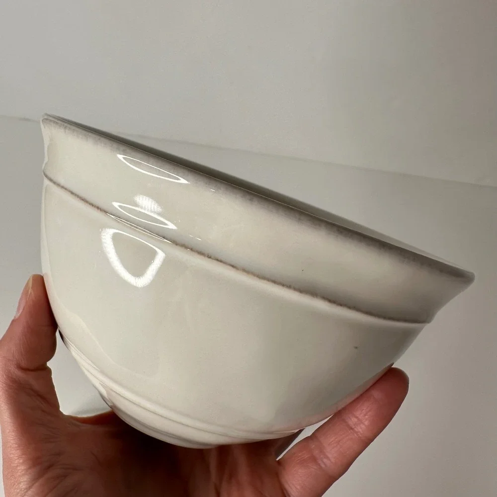 Set of 3 Pottery Barn Cambria Cereal Soup Bowls Stone Off White Portugal 6